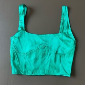 Zara Satin Green Bustier Crop Top